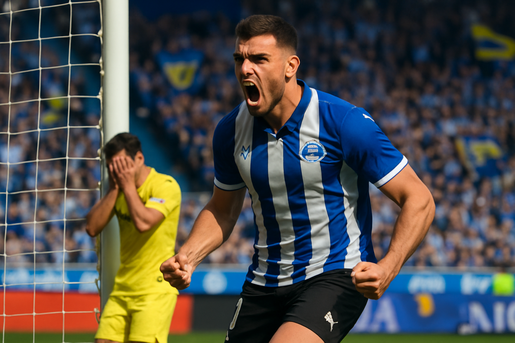 Lucas Boyé celebra el gol decisivo del Alavés ante el Villarreal en Mendizorroza en un partido intenso