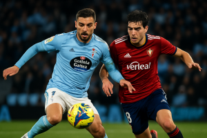 Celta Osasuna disputan intenso partido en Balaídos con victoria visitante en LaLiga 2025-26