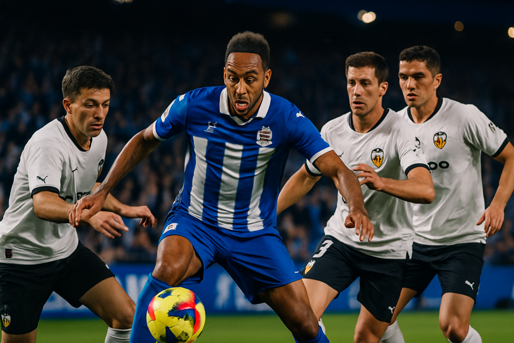 Deportivo de La Coruña venciendo al ValenciaCF con aportación de Aubameyang y dos autogoles en LaLiga