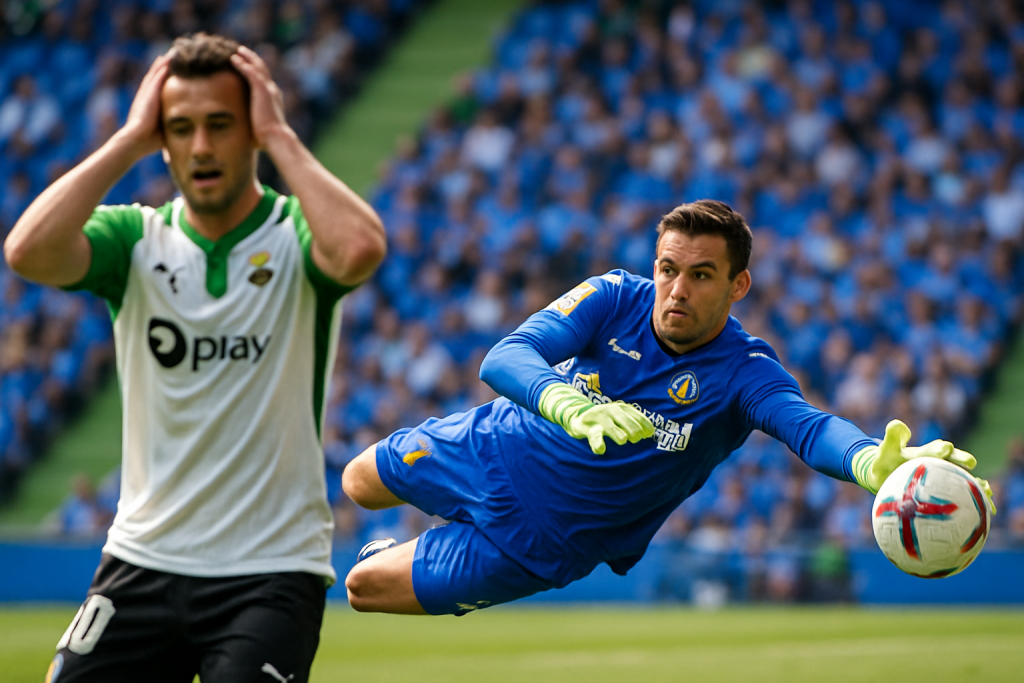Portero del Getafe detiene penalti clave ante el Racing de Santander en partido de LaLiga