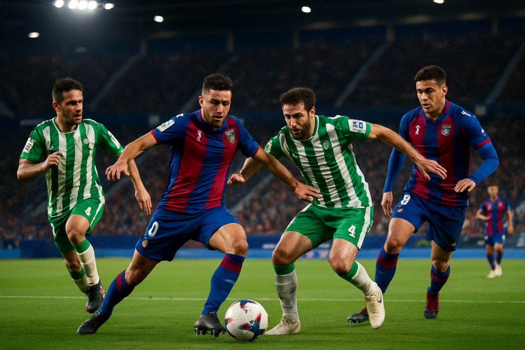 Levante y Betis disputan un intenso partido en el Ciutat de València con resultado abultado