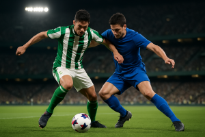 Futbolistas genéricos del Betis y Getafe disputan un partido de LaLiga decidido por un gol de Abde