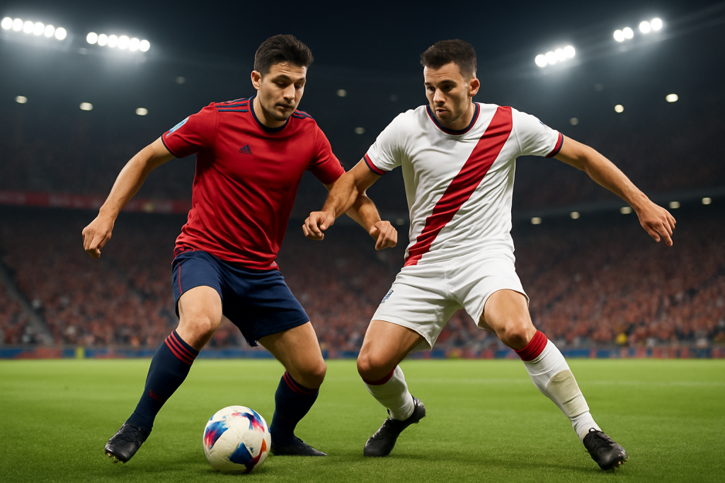 Acción de partido entre Osasuna y Rayo Vallecano en El Sadar en LaLiga EA Sports