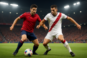 Acción de partido entre Osasuna y Rayo Vallecano en El Sadar en LaLiga EA Sports