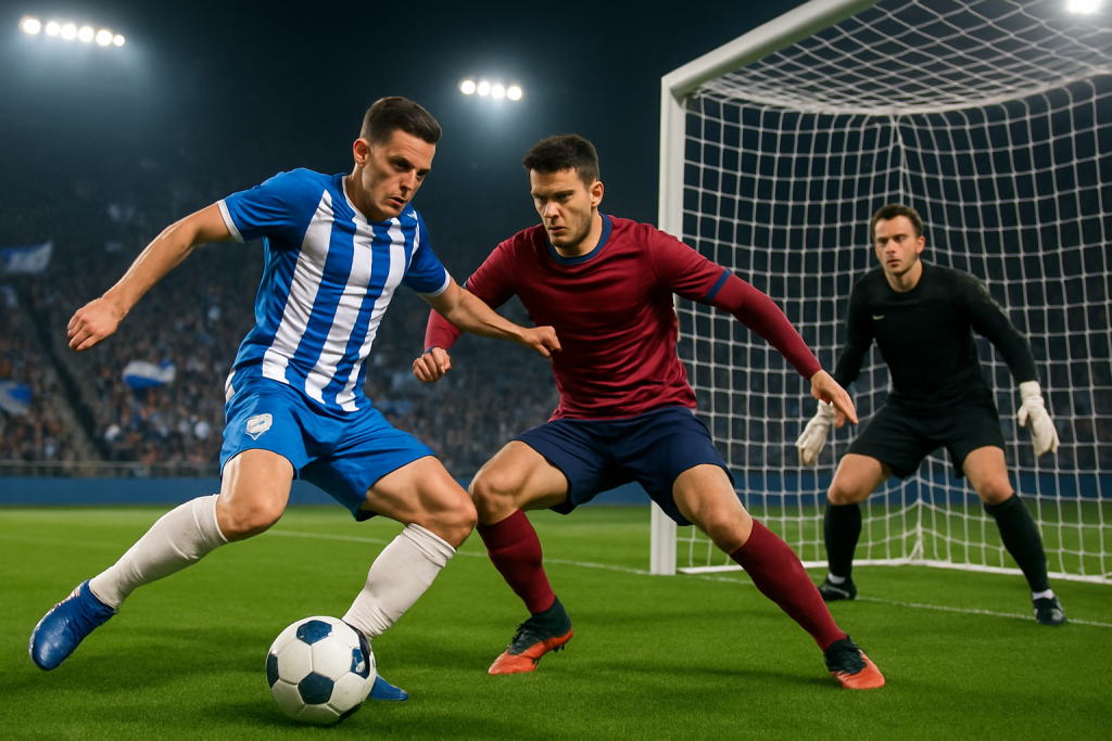 Acción entre Deportivo de La Coruña y Levante en partido de LaLiga EA Sports con empate a uno